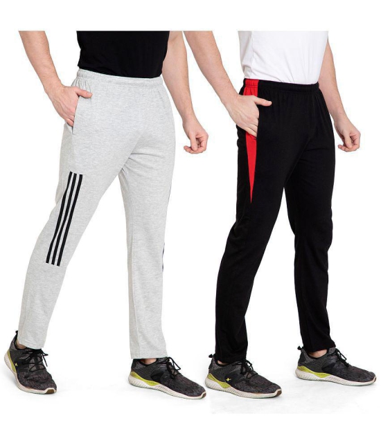 Zeffit Solid Men Black, Grey Track Pants (Pack Of 2 ) - 2XL