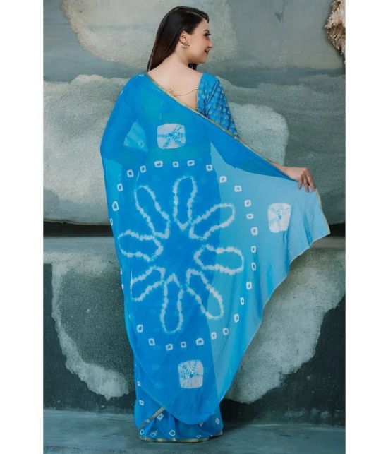 clafoutis Chiffon Dyed Saree Without Blouse Piece - SkyBlue ( Pack of 1 ) - SkyBlue