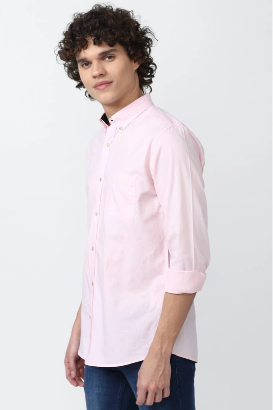 Men Pink Slim Fit Solid Full Sleeves Casual Shirt