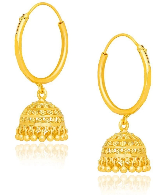 LUV FASHION Golden Hoops Earrings ( Pack of 1 ) - Golden