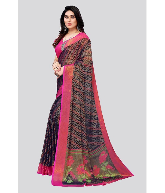 Bhuwal Fashion - Navy Blue Brasso Saree With Blouse Piece ( Pack of 1 ) - Navy Blue