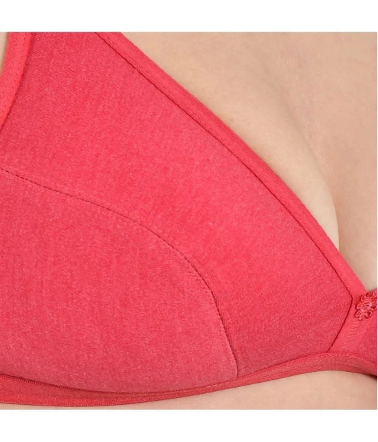 AIMLY - Red Cotton Blend Non Padded Womens T-Shirt Bra ( Pack of 1 ) - None