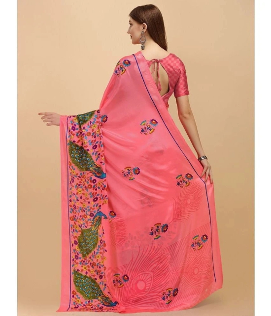 LEELAVATI - Pink Crepe Saree With Blouse Piece ( Pack of 1 ) - Pink