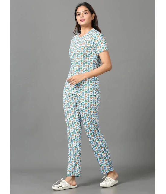 JILZ Turquoise Cotton Womens Nightwear Nightsuit Sets ( Pack of 1 ) - None