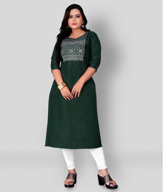 Rangrasiya - Green Cotton Blend Womens Straight Kurti ( Pack of 1 ) - 5XL