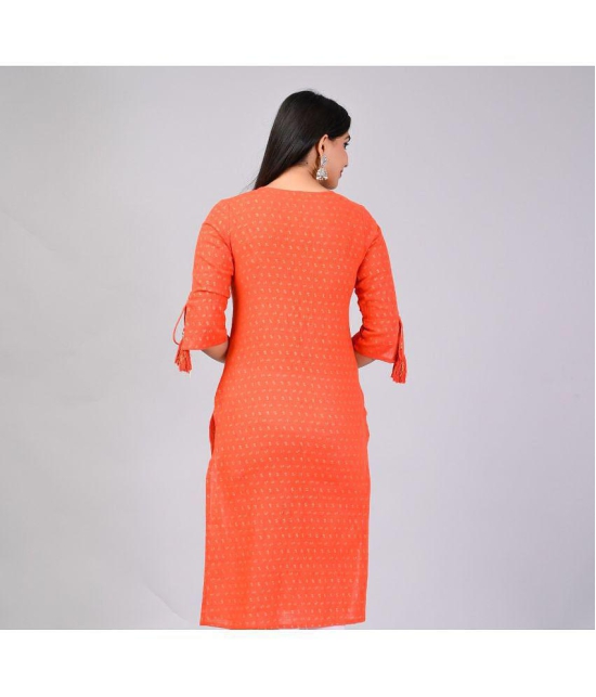 MAUKA Rayon Printed Straight Women's Kurti - Orange ( Pack of 1 ) - None