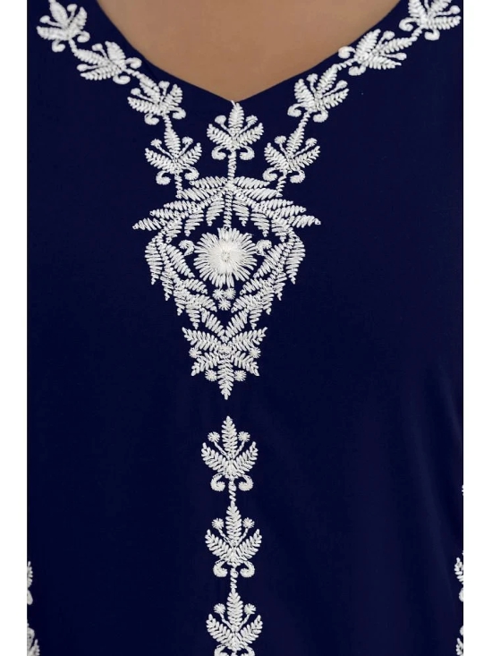 Kapadia Rayon Embroidered Straight Womens Kurti - Navy ( Pack of 1 ) - None