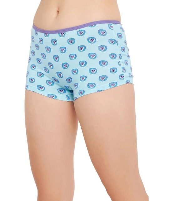 Clovia Blue Cotton Printed Womens Boy Shorts ( Pack of 1 ) - None