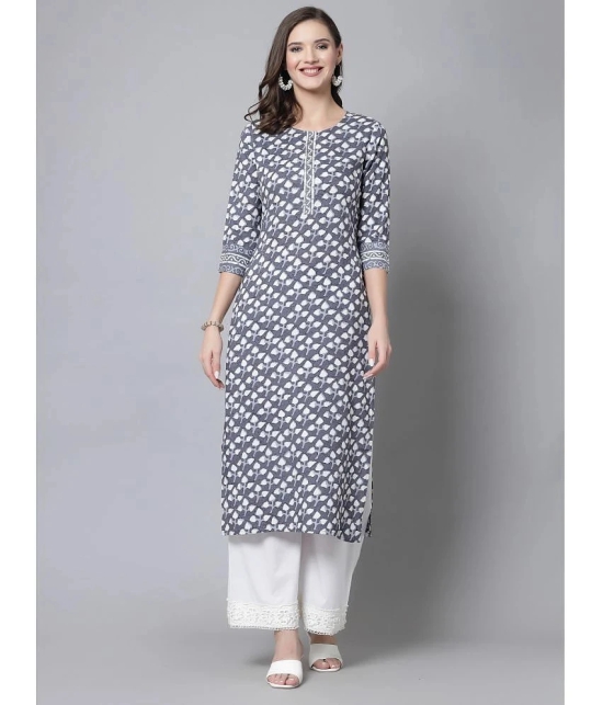 KIPEK Rayon Printed Straight Womens Kurti - Grey ( Pack of 1 ) - None