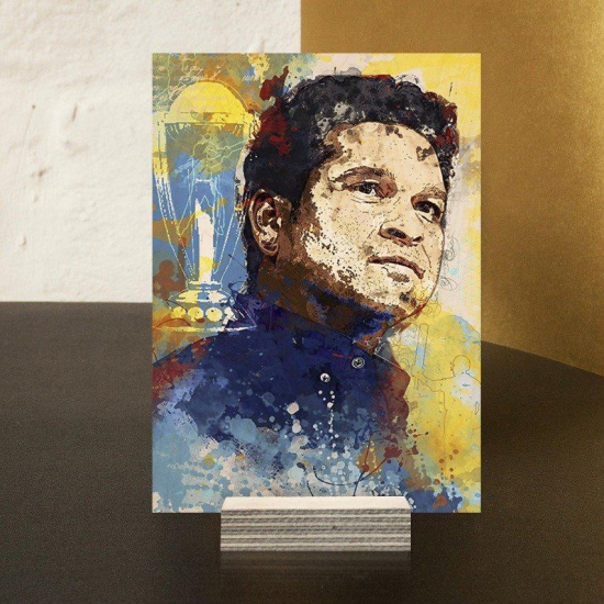 Sachin Tendulkar Wood Print-5x7 Inch