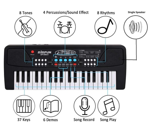 37 Key Electric Piano Keyboard Musical Toy 37 Key Piano Keyboard Toy with DC Power Option