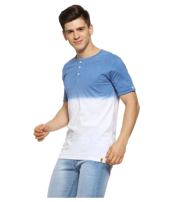 Campus Sutra Cotton Blue Self Design T-Shirt - None