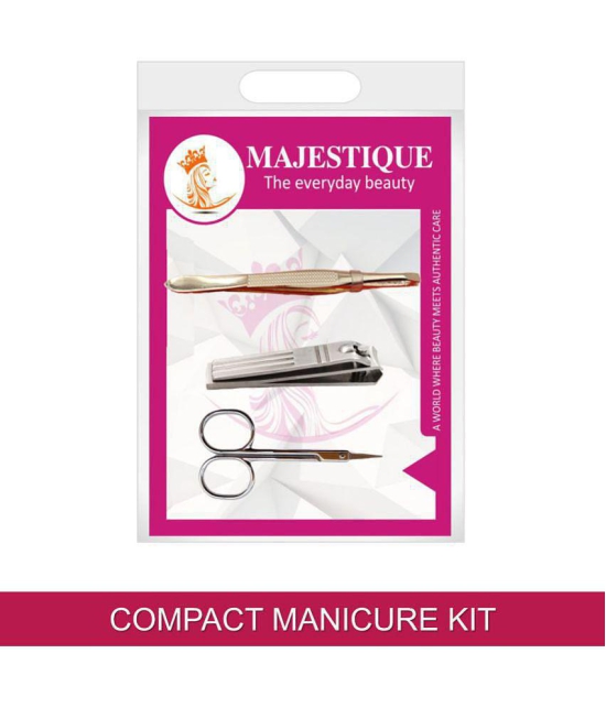 Majestique Grooming Kit 3Pc Set Scissors, Slanted Plucker, And Nail File Color May Vary