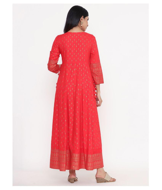 Kbz - Red Rayon Women's Flared Kurti ( ) - XL