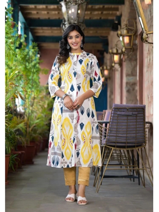 Juniper Rayon Printed Front Slit Womens Kurti - Yellow ( Pack of 1 ) - None