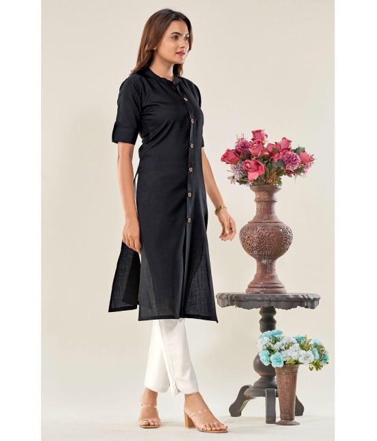 Glomee - Black Cotton Women's Straight Kurti ( Pack of 1 ) - None