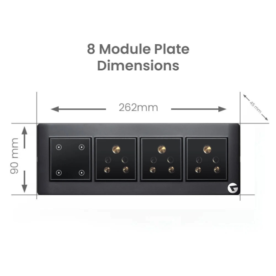 L&G 8 Modular Smart Touch Switch Board | Smart Technology and German Expertise | Compatible with Alexa, OK Google (Size: 8M Horizontal- 262 x 90 x 45 mm)-White / 10Amp