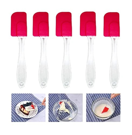 Nidy® Silicone Half Spatula Heat Resistant- for Cream Cheese/Creamer/Silicone Spatula/Non-Stick Silicone Spatula Kitchen Tool for Cooking, Baking and Mixing 5Pcs