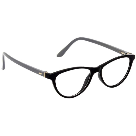 Hrinkar Trending Eyeglasses: Black and Grey Cat-eyed Optical Spectacle Frame For Men & Women |HFRM-BK-GRY-13