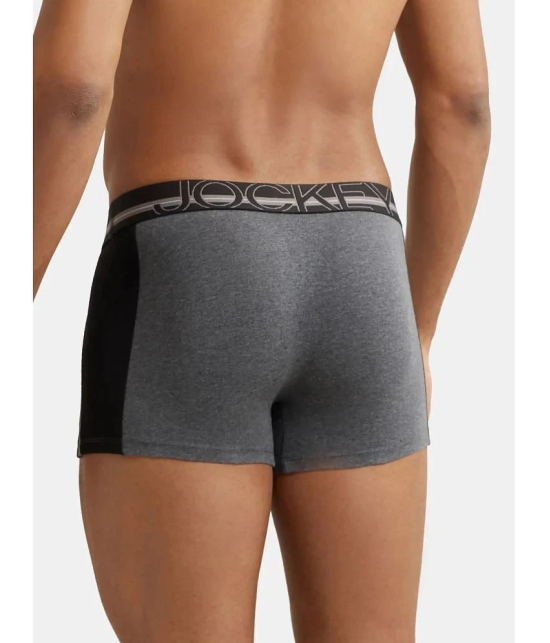 Jockey US21 Men Super Combed Cotton Elastane Stretch Solid Trunk - Charcoal Melange - None