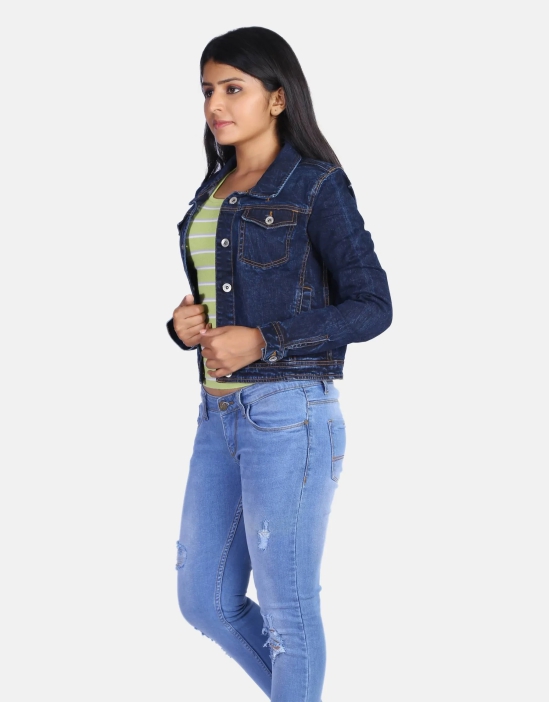 Women mid Blue Solid  Denim Jacket-L