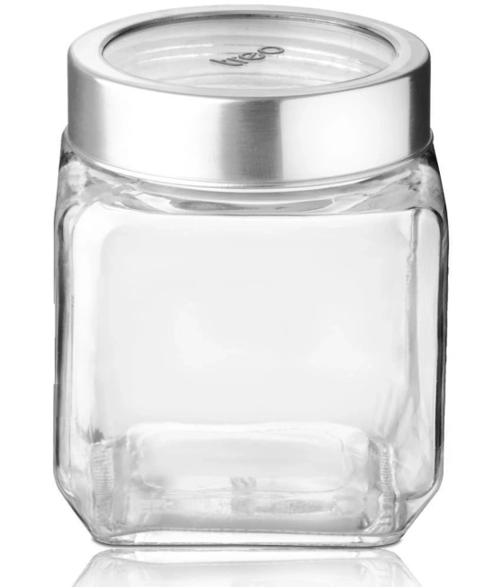 Treo by Milton Cube Storage Glass Jar, 1 Pc, Transparent, 1200 ml | BPA Free | Storage Jar | Kitchen Organizer | Air Tight | Modular | Multipurpose Jar - Transparent