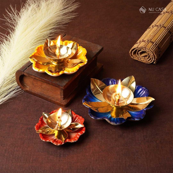 Color Fancy Brass Diya