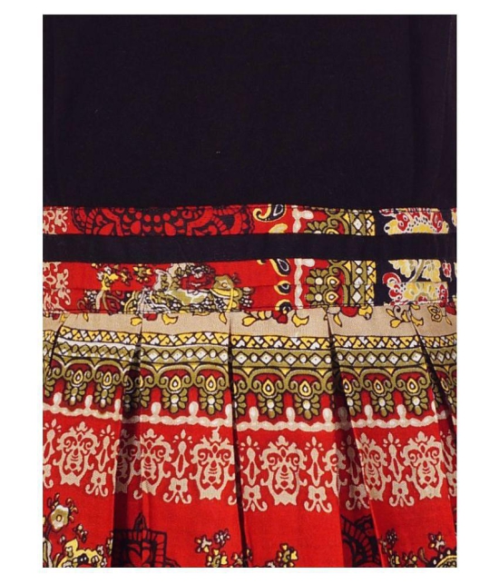 Girls Black & Red Printed Fit and Flare Dress - None