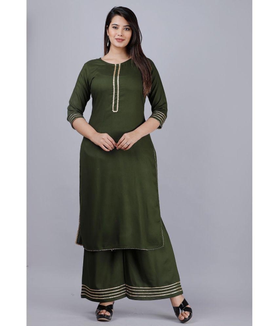 MAUKA - Green Straight Rayon Women's Stitched Salwar Suit ( Pack of 1 ) - None