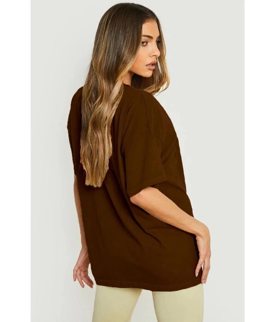 Leotude - Brown Cotton Blend Oversized Womens T-Shirt ( Pack of 1 ) - None