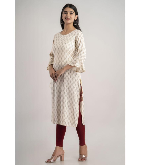 MAUKA - Cream Rayon Womens Straight Kurti ( Pack of 1 ) - None