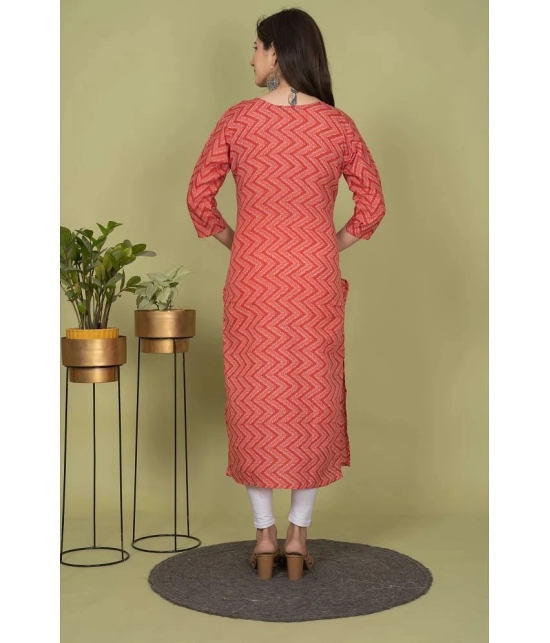 Estela Cotton Blend Printed Straight Womens Kurti - Orange ( Pack of 1 ) - None