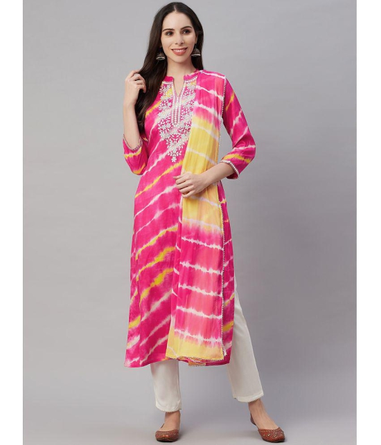 AMIRA'S INDIAN ETHNICWEAR - Pink Straight Polyester Women's Stitched Salwar Suit ( Pack of 1 ) - None