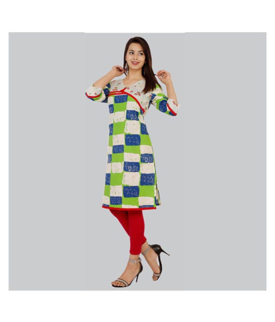 Rangun Green Cotton Blend Straight Kurti - XXL