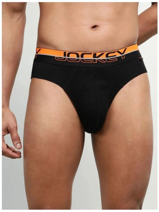 Jockey FP02 Men Super Combed Cotton Rib Solid Brief with Ultrasoft Waistband - Black (Pack of 2) - None