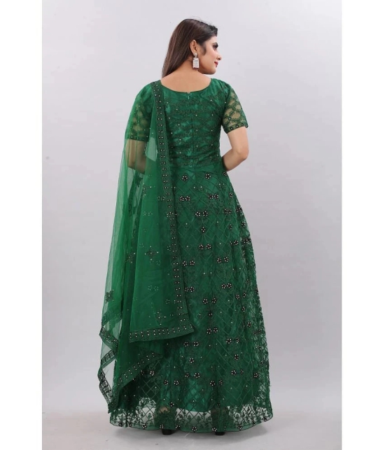 Apnisha - Green Flared Net Womens Semi Stitched Ethnic Gown ( Pack of 1 ) - None