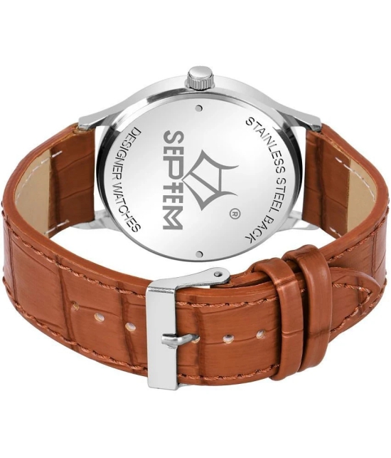 Septem Brown Leather Analog Mens Watch