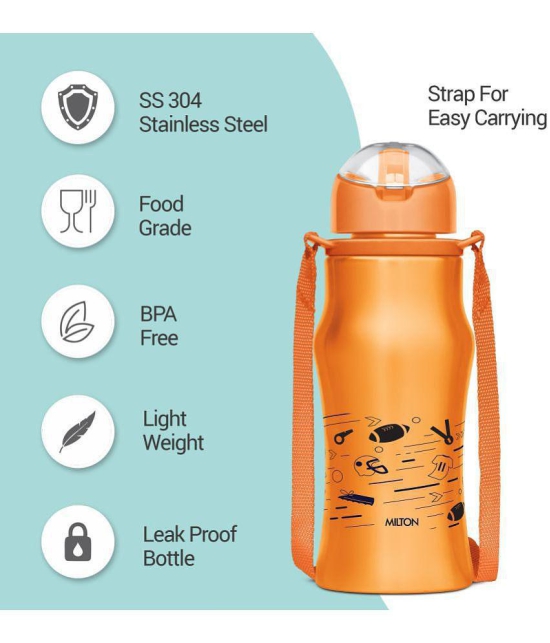 Milton Gaiety 450 Stainless Steel Water Bottle, 415 ml, Green | Leak Proof | Easy to Carry | Home | Kitchen | Travel | School - Orange