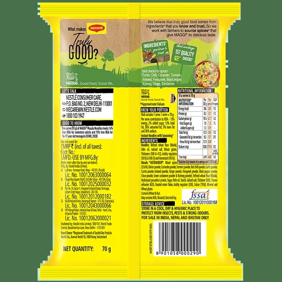 Maggi 2-Min Masala Instant Noodles, 70 G Pouch