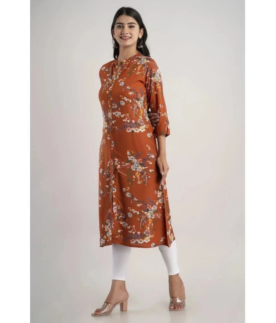 MAUKA - Brown Rayon Womens Front Slit Kurti ( Pack of 1 ) - None