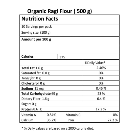 JUST ORGANIK, Ragi Flour 2kg (4 * 500 grams) | Ragi Atta | Finger Millet Flour | Nachni Atta | 100% Natural