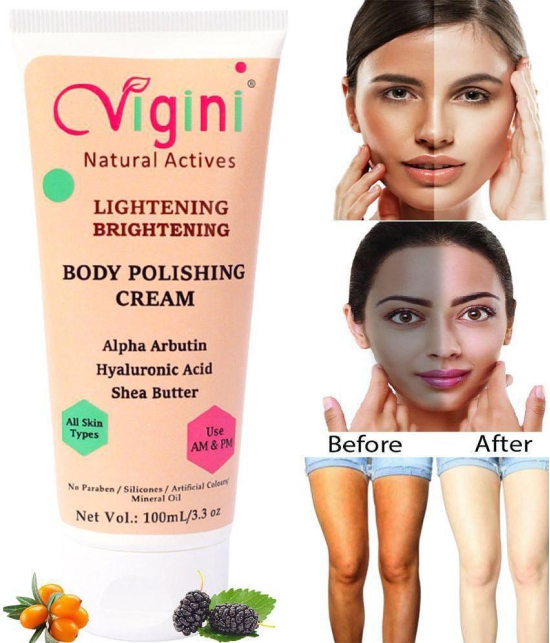 Vigini Skin Body Whitening Polishing Sunscreen Cream Lightening Brightening Glow D Tan Goree Under Arms Face Serum SPF 30 100 g