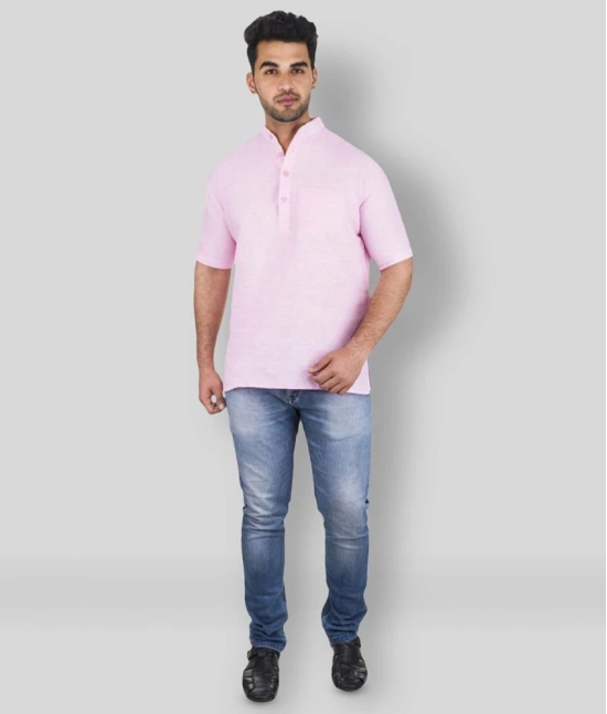 DESHBANDHU DBK - Pink Cotton Mens Regular Kurta ( Pack of 1 ) - None