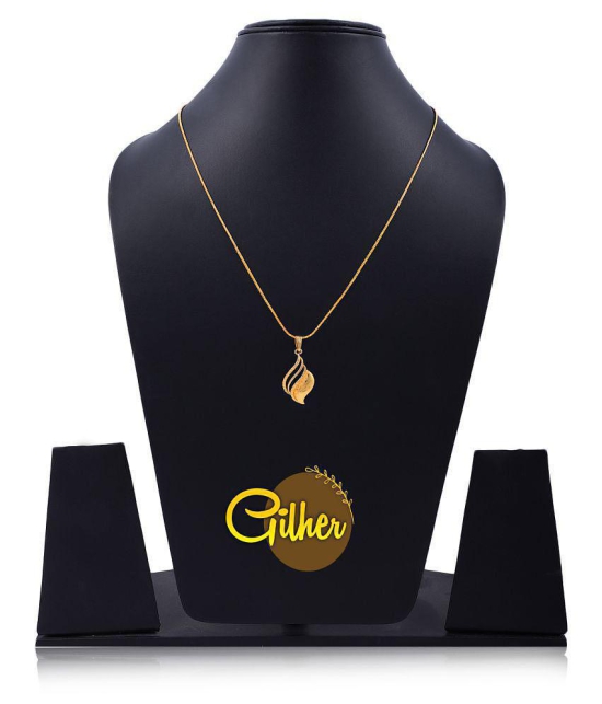 Gilher Gold Plated Daily Wear Locket+24 Inch Chain For Women And Girls. - Golden