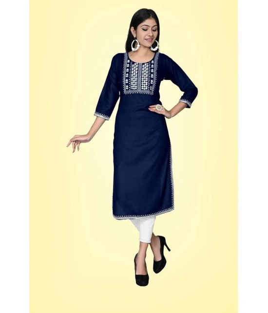 Kapadia - Navy Blue Rayon Womens Straight Kurti ( Pack of 1 ) - None