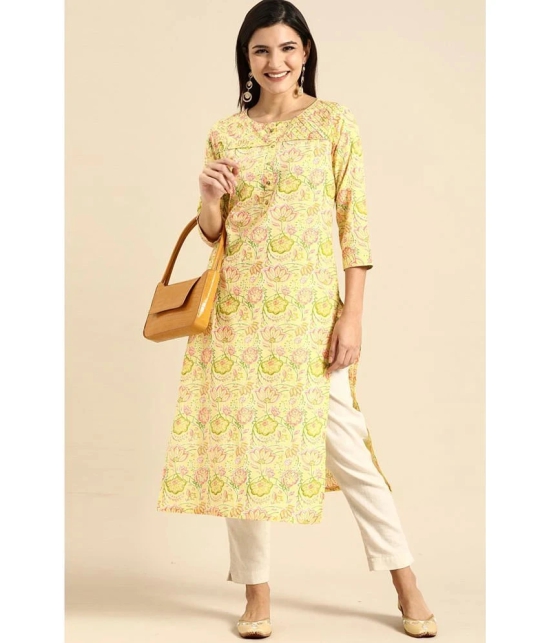 Rajnandini - Yellow 100% Cotton Womens A-line Kurti ( Pack of 1 ) - None