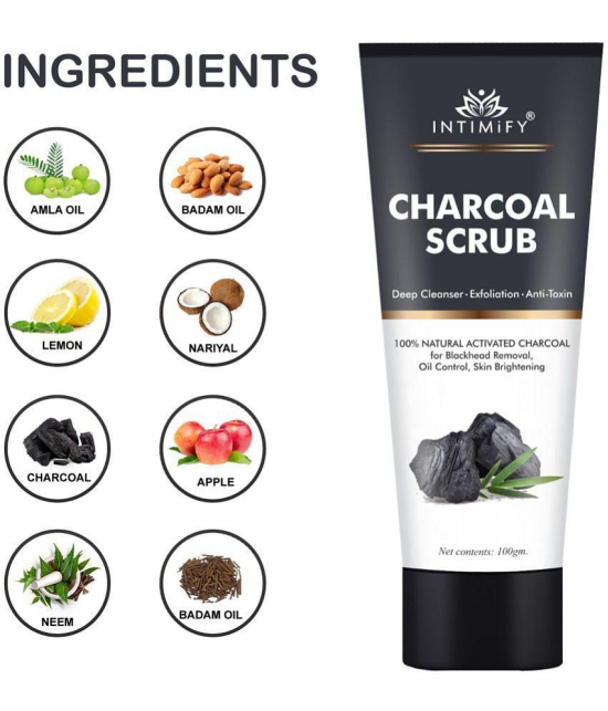 Intimify Charcoal Scrub, for face scrub, blackhead scrub, black head remover, 100 gm