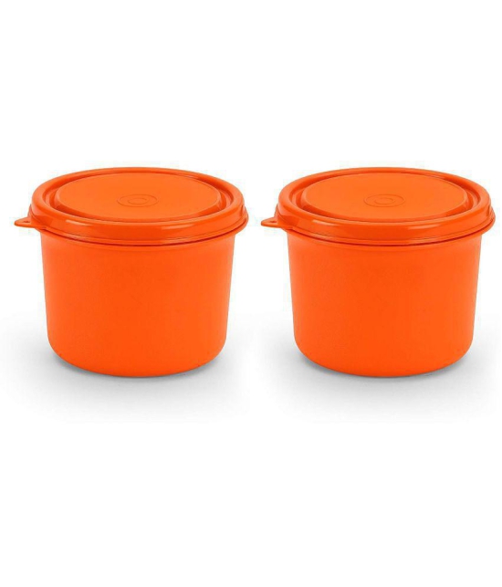 Oliveware Benny Microwave Containers with Lid ,Stainless Steel to Store Food in Plastic Free Container (Black, Set of 2 - 600ml) - Orange