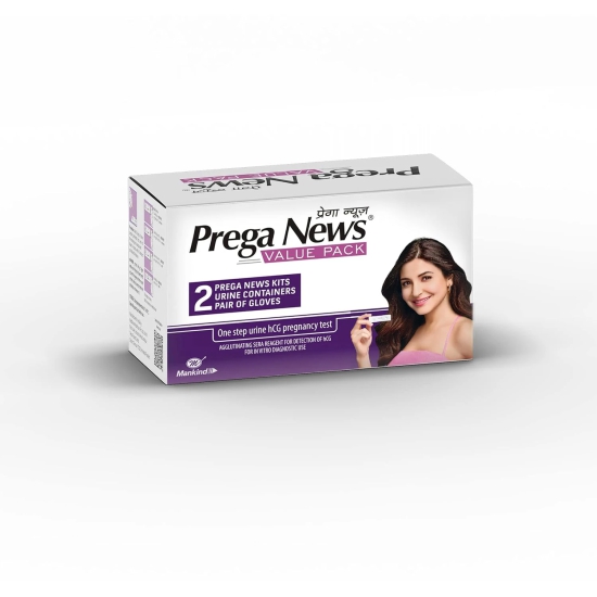 Preganews Value Pack( 2 Gloves + 2 Urine Containers + 2 Pregnancy Test Kits )