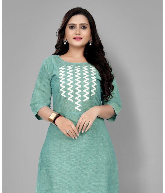 RIAANA - Green Cotton Women's Straight Kurti ( Pack of 1 ) - None